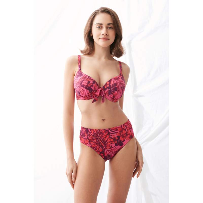 Rozi Leaf Patterned Gathering Bikini