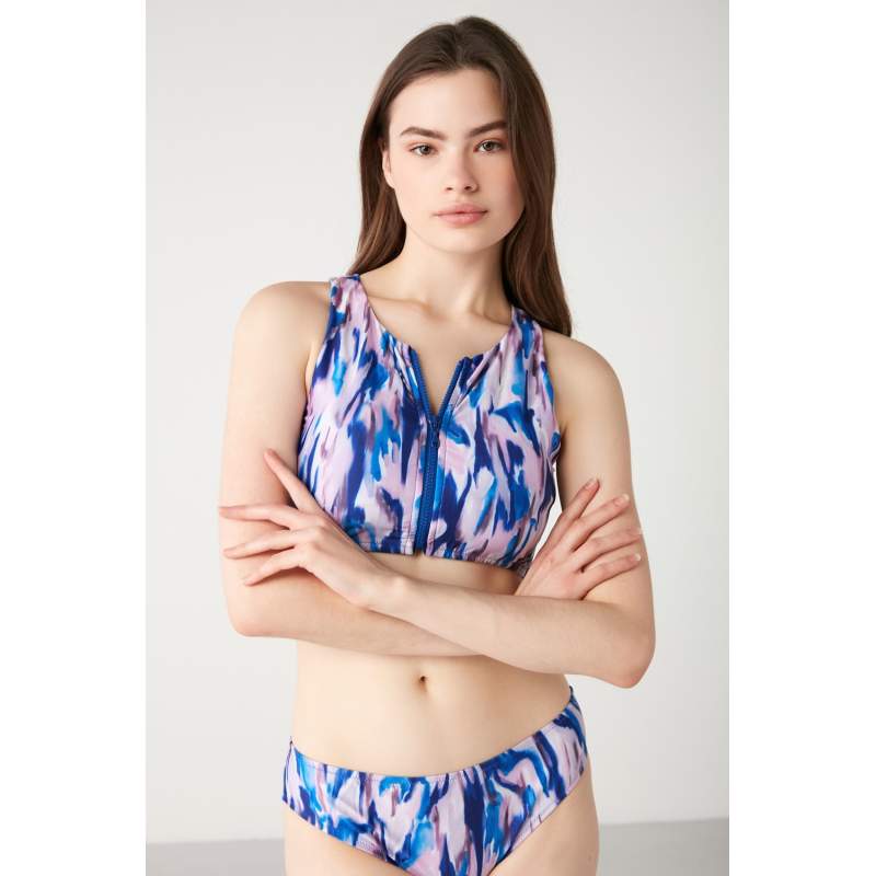 Babia Colorful Patterned Zipper Bikini Babia Colorful Patterned Zipper Bikini