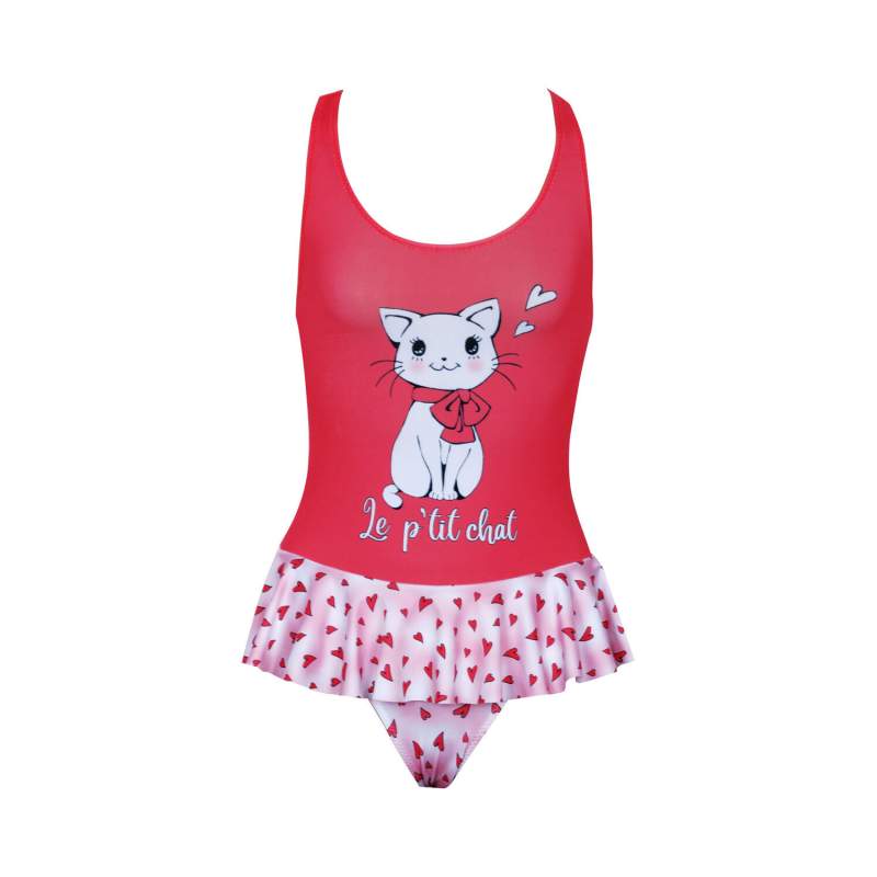 Charlotte Cat Print Heart Pattern Swimsuit