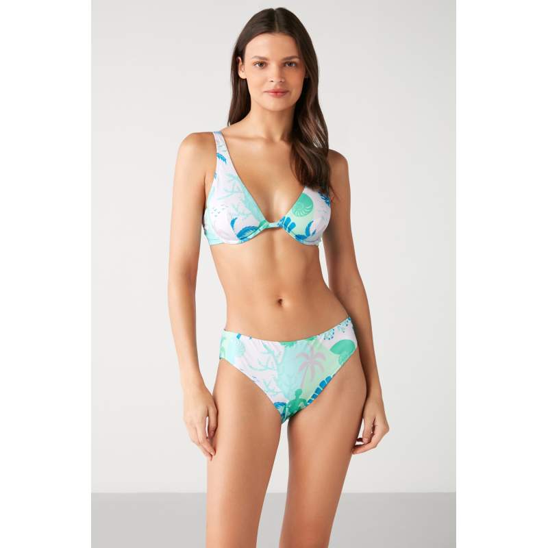 Shar Sörf Patterned Wire Üçgen Bikini