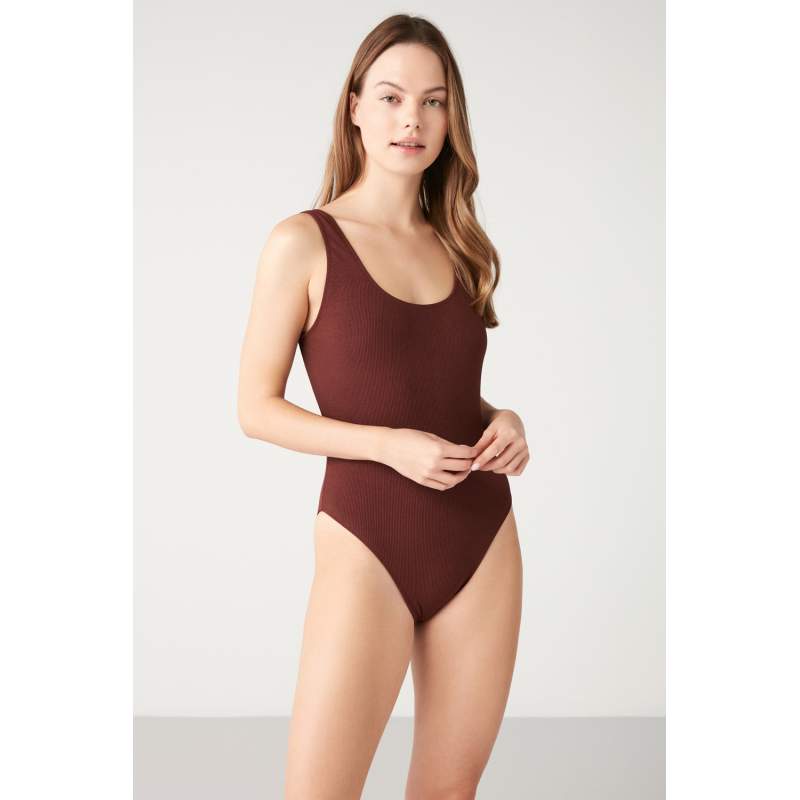 Elimel Self-Textured Solid Color Swimsuit