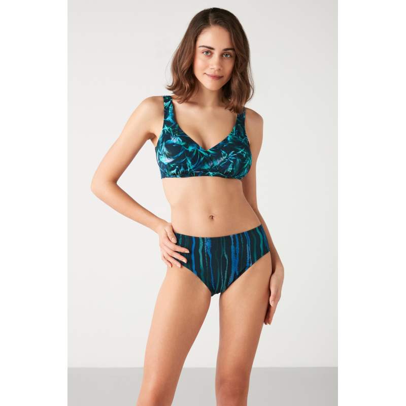 Valgun Leaf Patterned Gathering Bikini