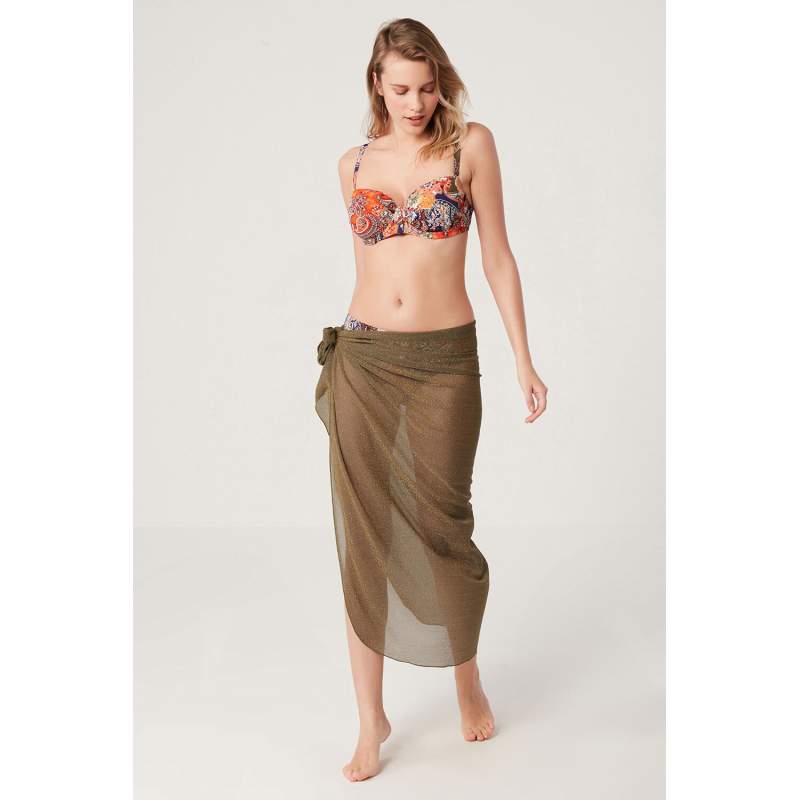 Talia Shiny Lurex Fabric Tied Pareo Talia Shiny Lurex Fabric Tied Pareo