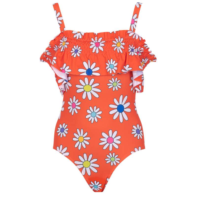 Daisy Patterned Strapless Girls Kids Swimwear