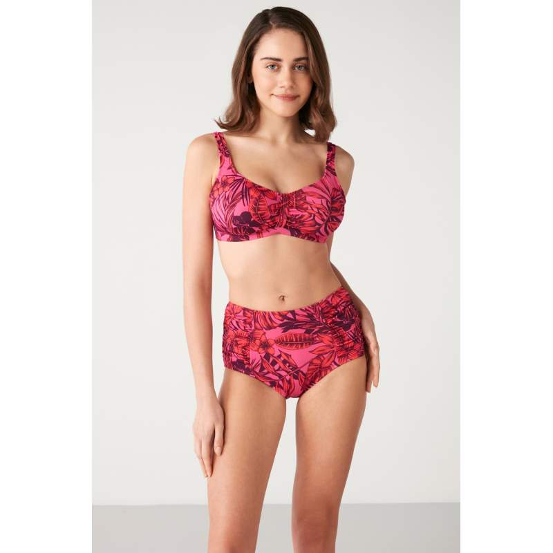 Rozini Leaf Patterned Gathering Bikini