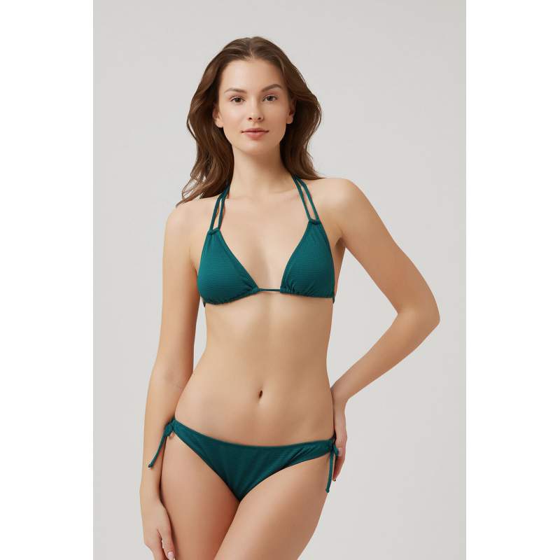 Fabio Drawstring Textured Üçgen Bikini