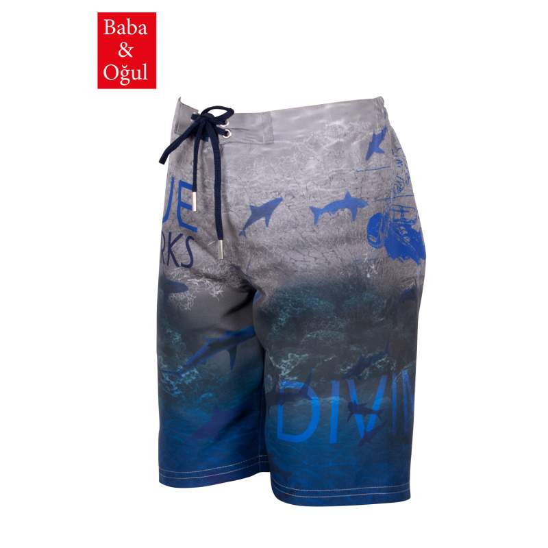 Shark Submarine Pattern Kids' Swim Shorts