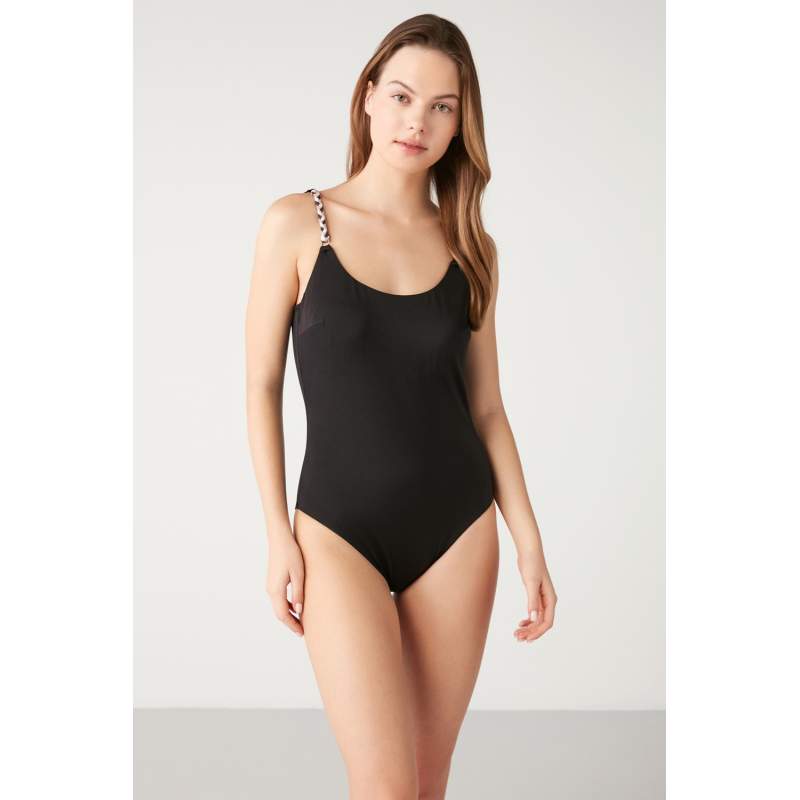 Bratte Örgü Detailed Backless Swimsuit