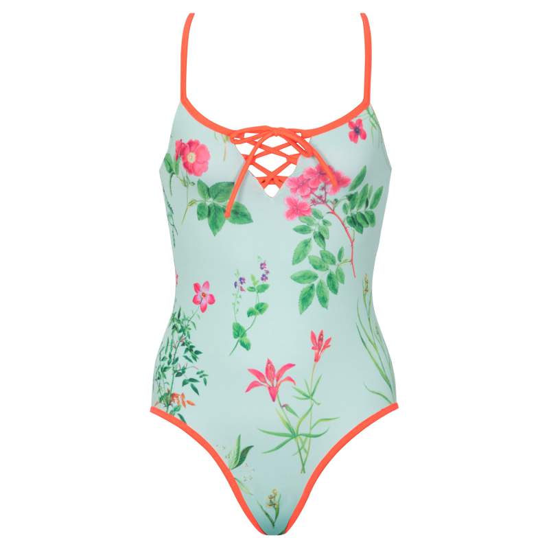 Magnolia Flower Patterned Kids Swimsuit