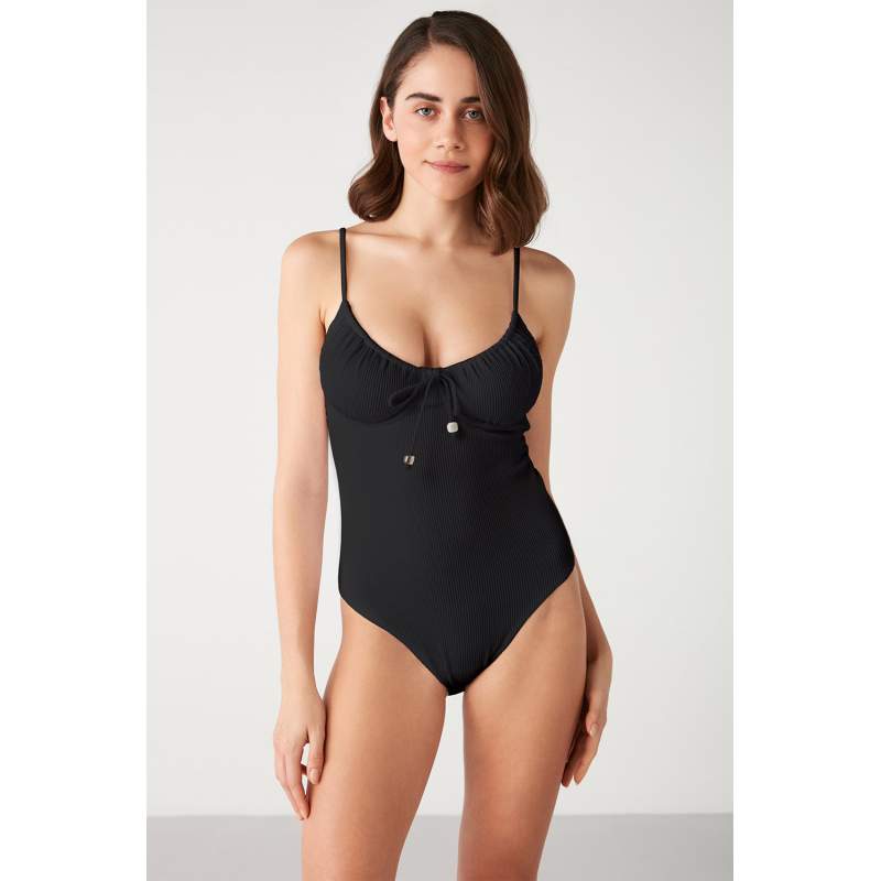 Lurus Self-Textured Beaded Swimsuit