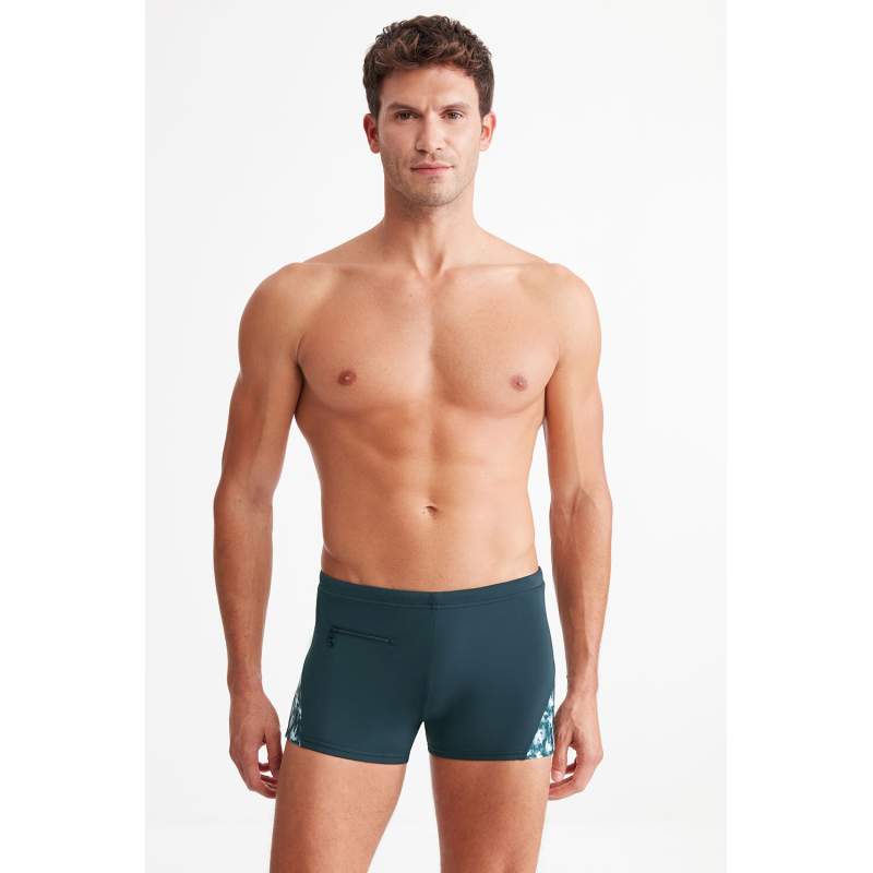 Birds Swallowç Patterned Denim Lyc Shorts Swimsuit