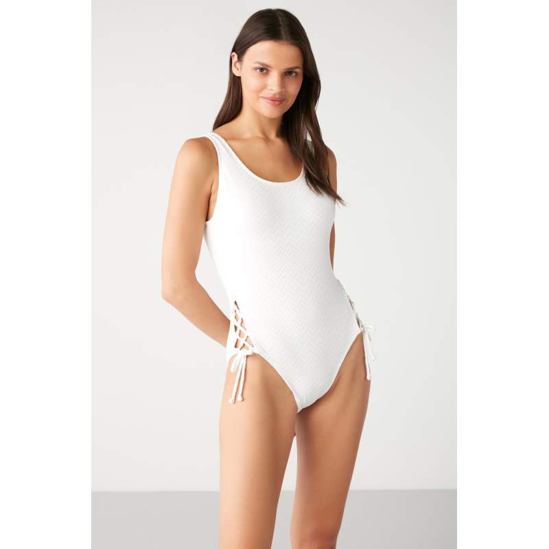 Helmin Self-Textured Beaded Swimsuit