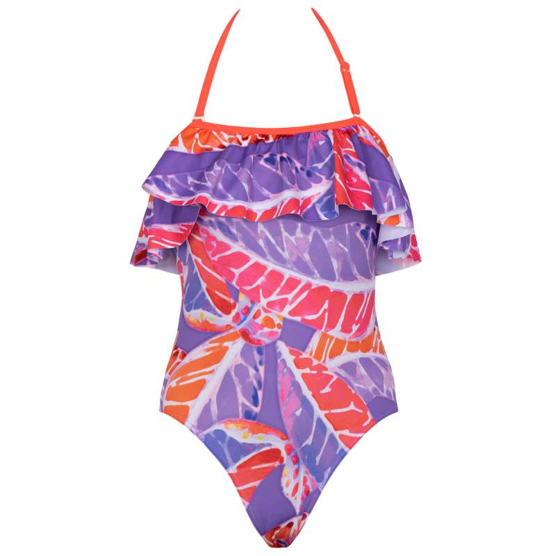 Mandy Pink Patterned Strapless Kids Swimsuit