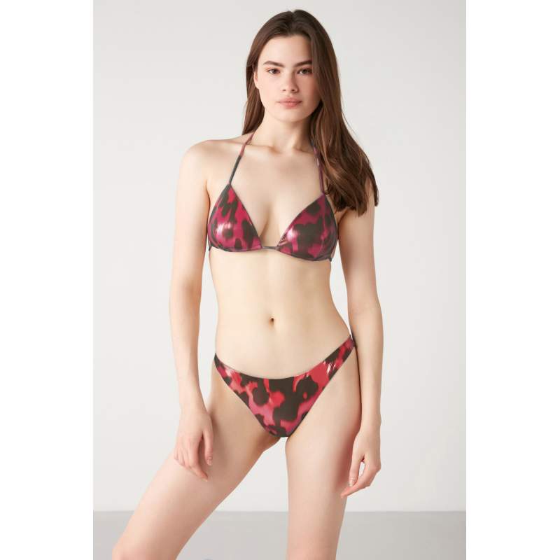 Hijau Patterned Shiny Fabric String Bikini