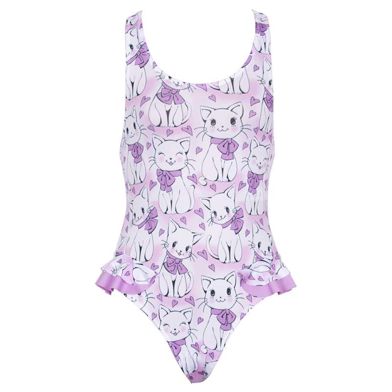 Chat Cat Patterned Childrens Swimwear