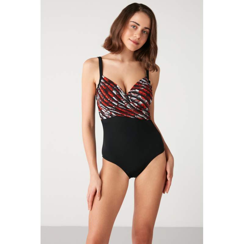 Raudona Extra Patterned Gathering Swimwear