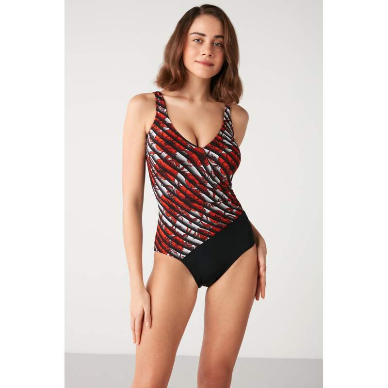 Rou Chisel Patterned Double Breasted Swimsuit