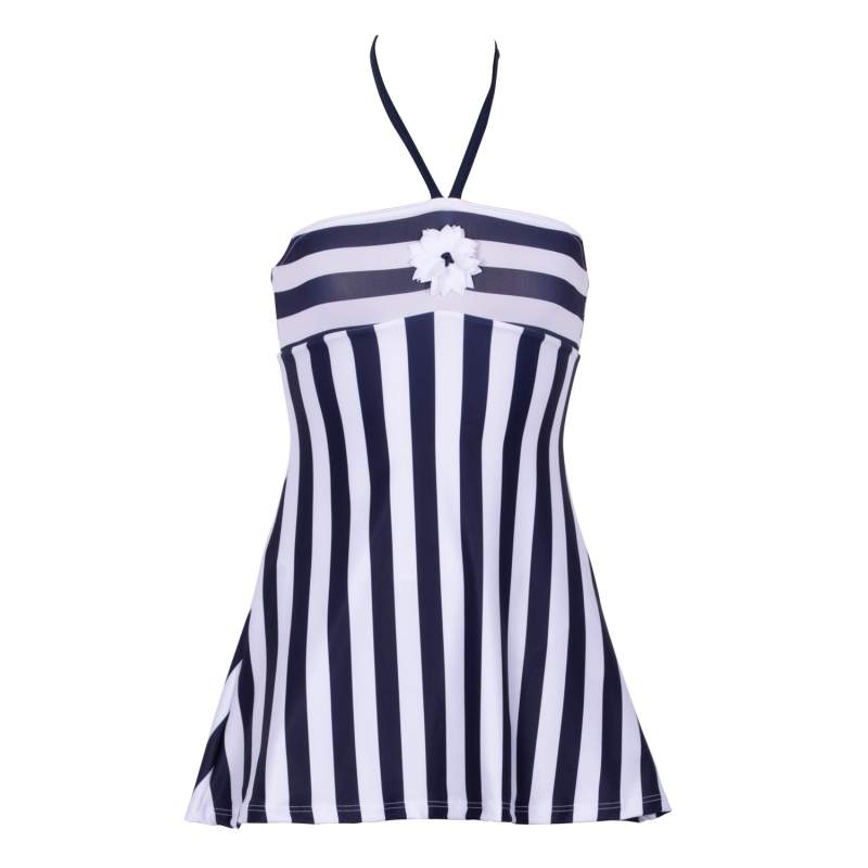 Romance Striped Strapless Girls Kids Swimwear