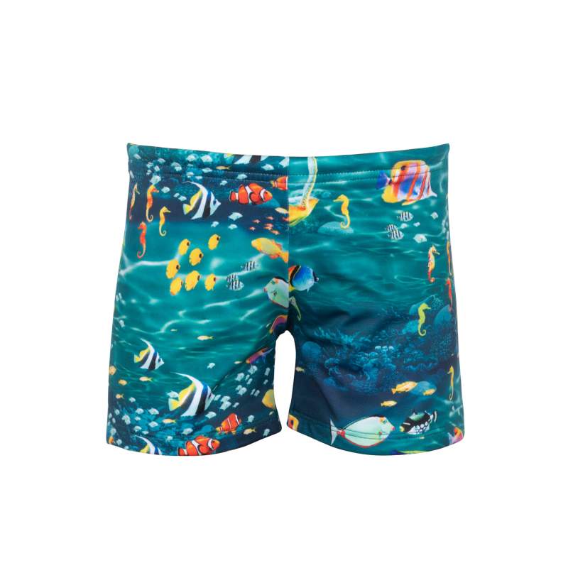 Blue Aquarium Patterned Kids Shorts Swimsuit