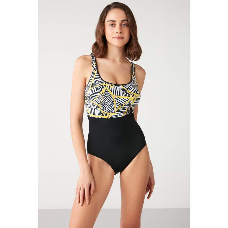 Kunin ÇLine Patterned Shiny Trim Swimsuit Kunin ÇLine Patterned Shiny Trim Swimsuit