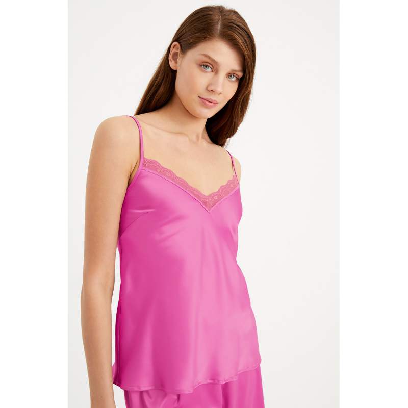 Sofia Lacy Silk Satin Kamisol