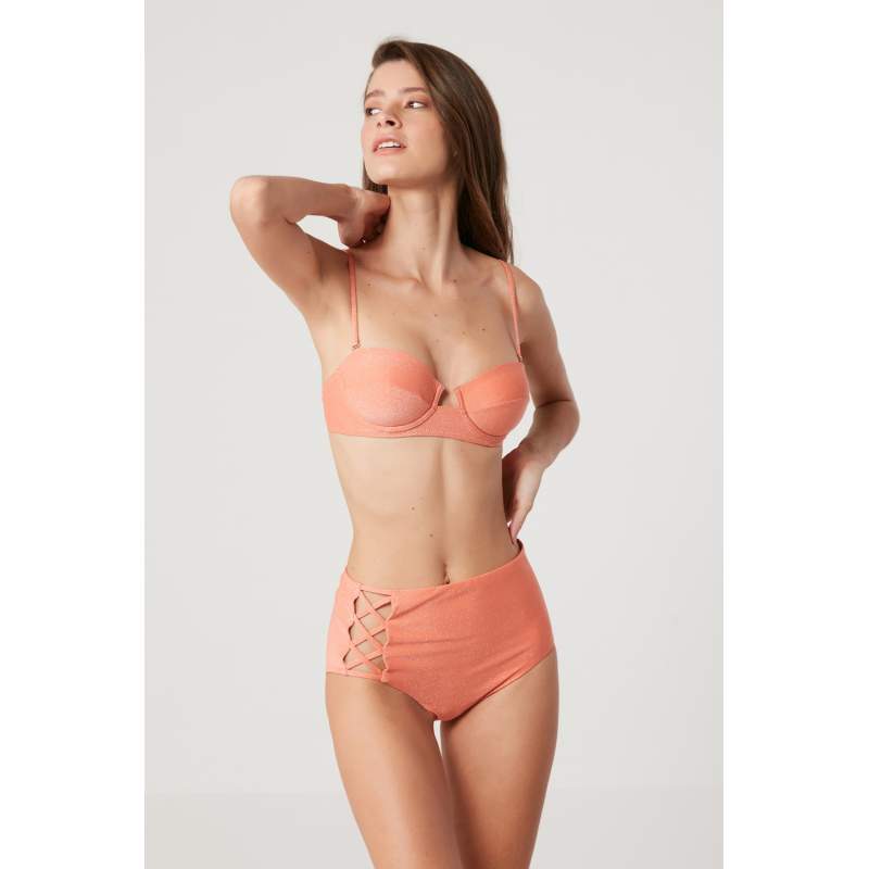 Exa Shiny Fabric Strapless Bikini