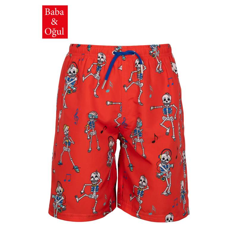 Skull Pattern Kids' Swim Shorts