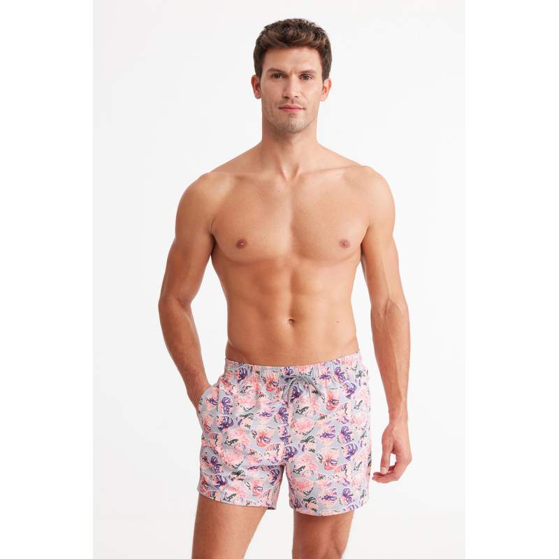 Frond Leaf Patterned Marine Shorts Frond Leaf Patterned Marine Shorts