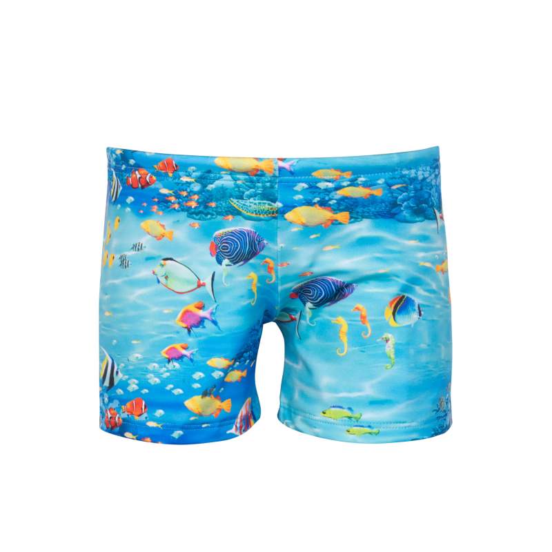 Blue Aquarium Patterned Kids Shorts Swimsuit