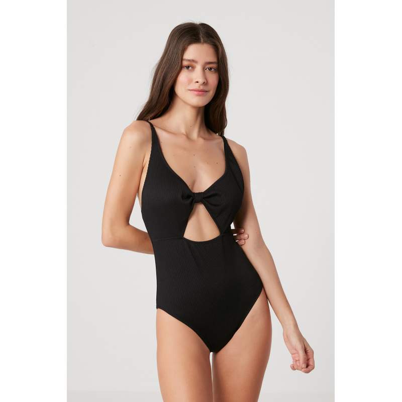 Nahal Decollete Self-Striped Swimsuit
