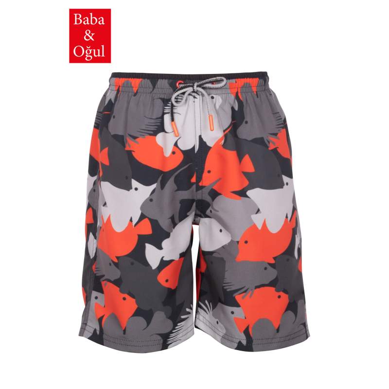 Ocean Fish Patterned Kids' Swim Shorts