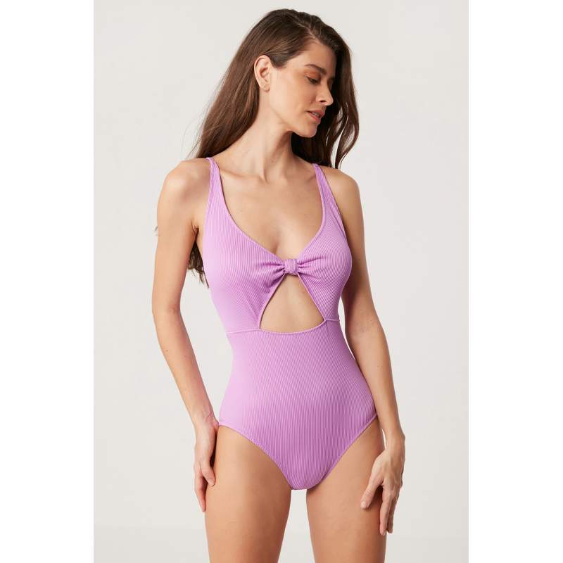 Nahal Decollete Self-Striped Swimsuit