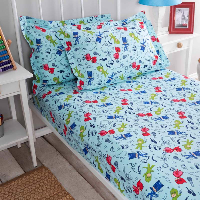 Pj Masks by Karaca Home Superhero 100% Cotton Single Fitted Bed Sheet