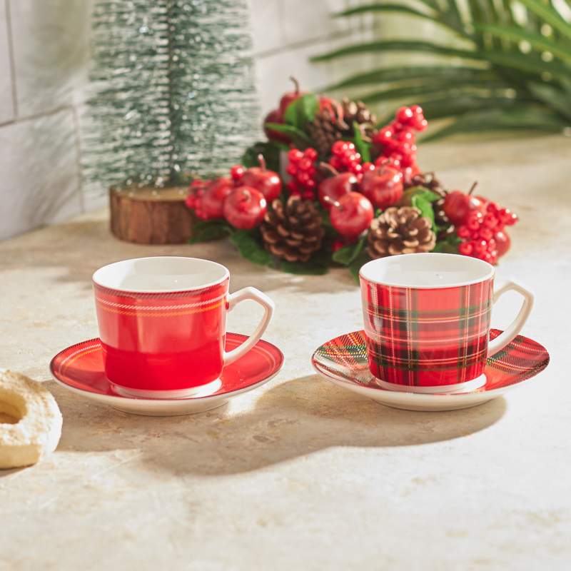 Karaca Plaid Set of 2 Coffee Cups 80 ml