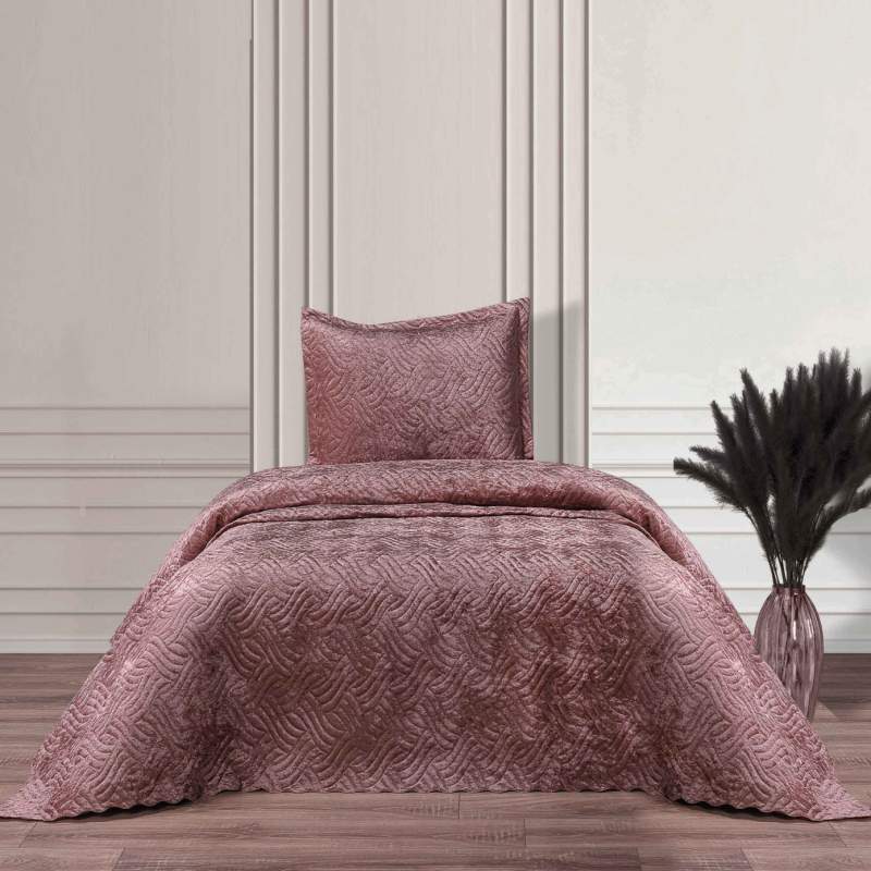 Karaca Home Lamia Powder Velvet Single Bedspread Karaca Home Lamia Powder Velvet Single Bedspread