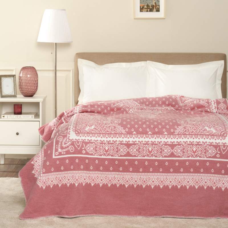 Karaca Home Evelina Dried Rose Double Cotton Blanket Karaca Home Evelina Dried Rose Double Cotton Blanket