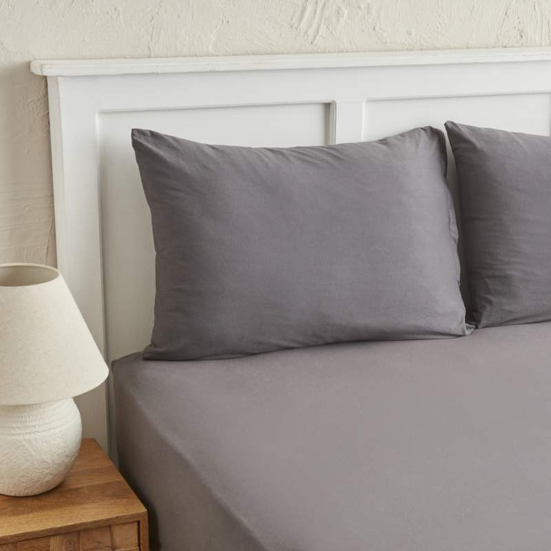 Karaca Home Motto Combed Cotton Fitted Double Bed Sheet 160x200+30 cm Anthracite