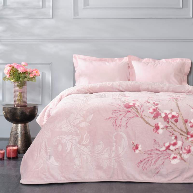 Karaca Home Sakura Dried Rose Double Embosy Blanket Karaca Home Sakura Dried Rose Double Embosy Blanket