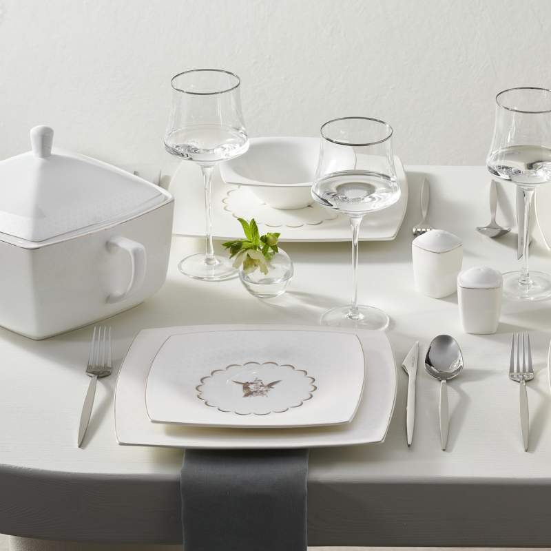 Karaca Fine Pearl Ayra 62 Pieces Dinnerware Set for 12 Persons