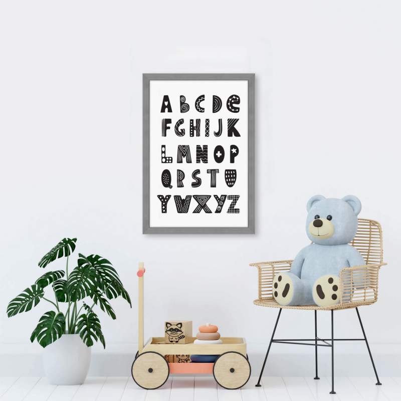 Karaca Home Letters Frame View Black and White Painting