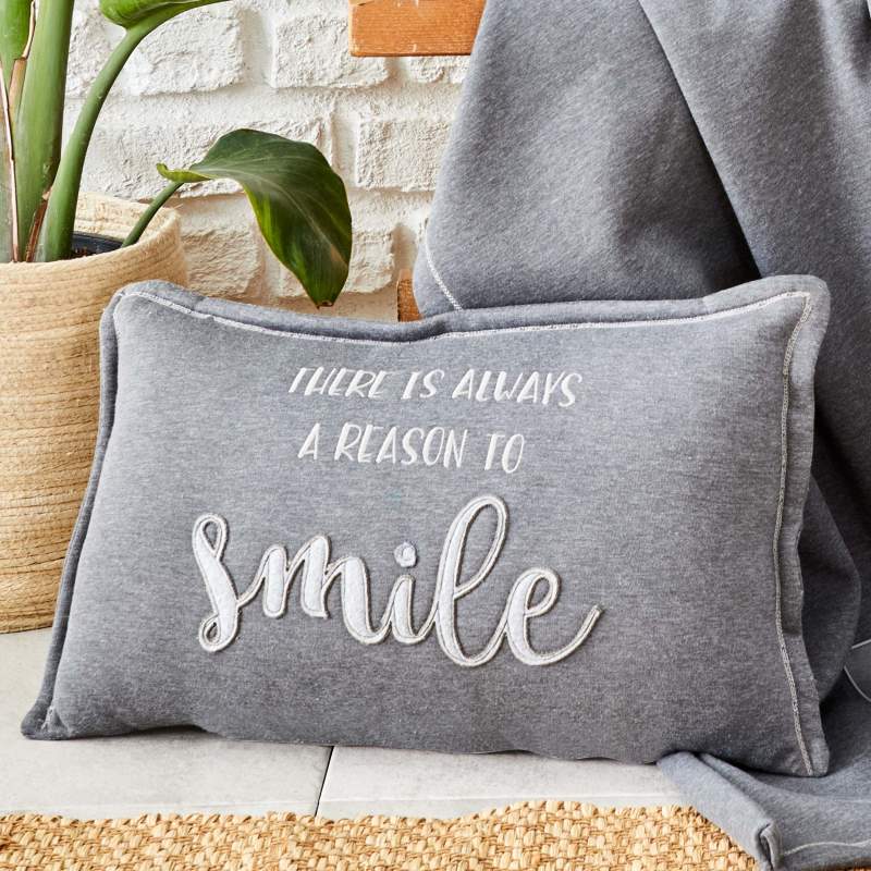 Karaca Home Softy Gray Embroidered Filled Pillow 35x55 cm