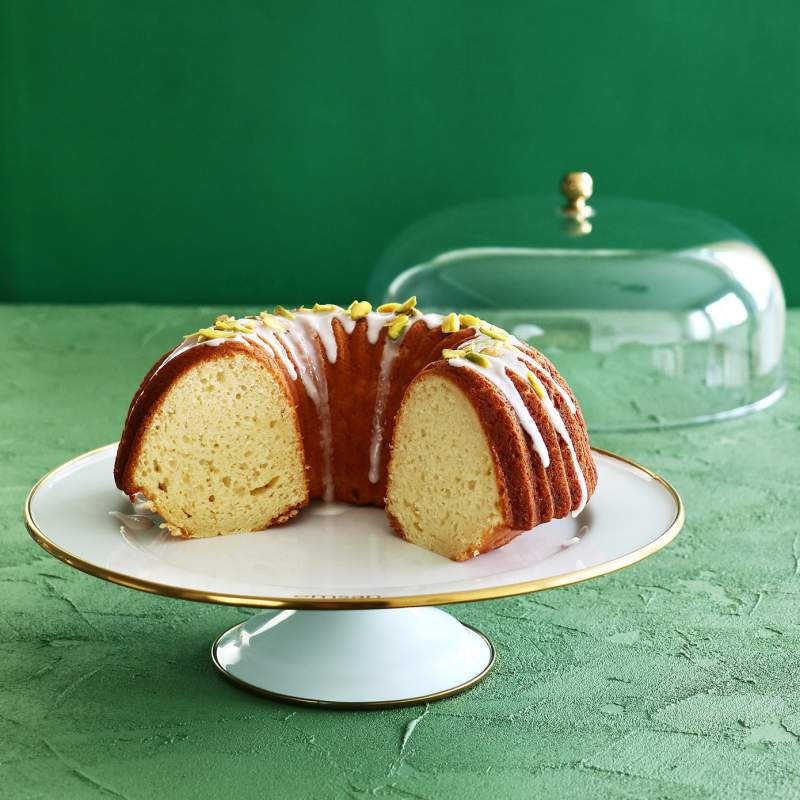 Emsan Troy Enamel Footed Cake Dome White 30 cm