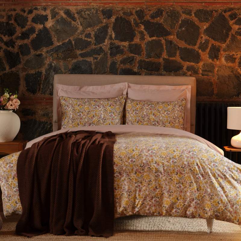 Karaca Home Florent Yellow Double Duvet Cover Set Knitwear Blanket Set Karaca Home Florent Yellow Double Duvet Cover Set Knitwear Blanket Set