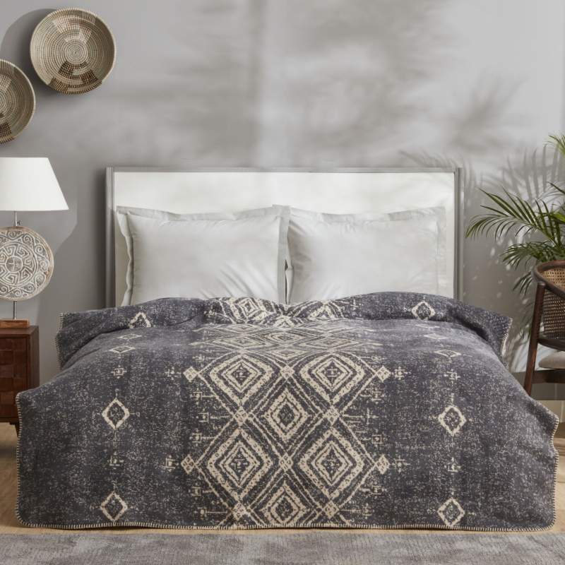 Karaca Home Gemma Double Cotton Blanket Anthracite