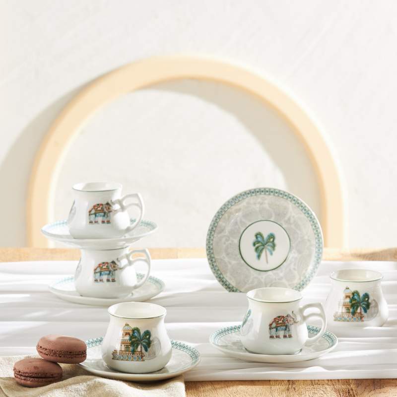Emsan Taj Mahal Set of 6 Porcelain Coffee Cups