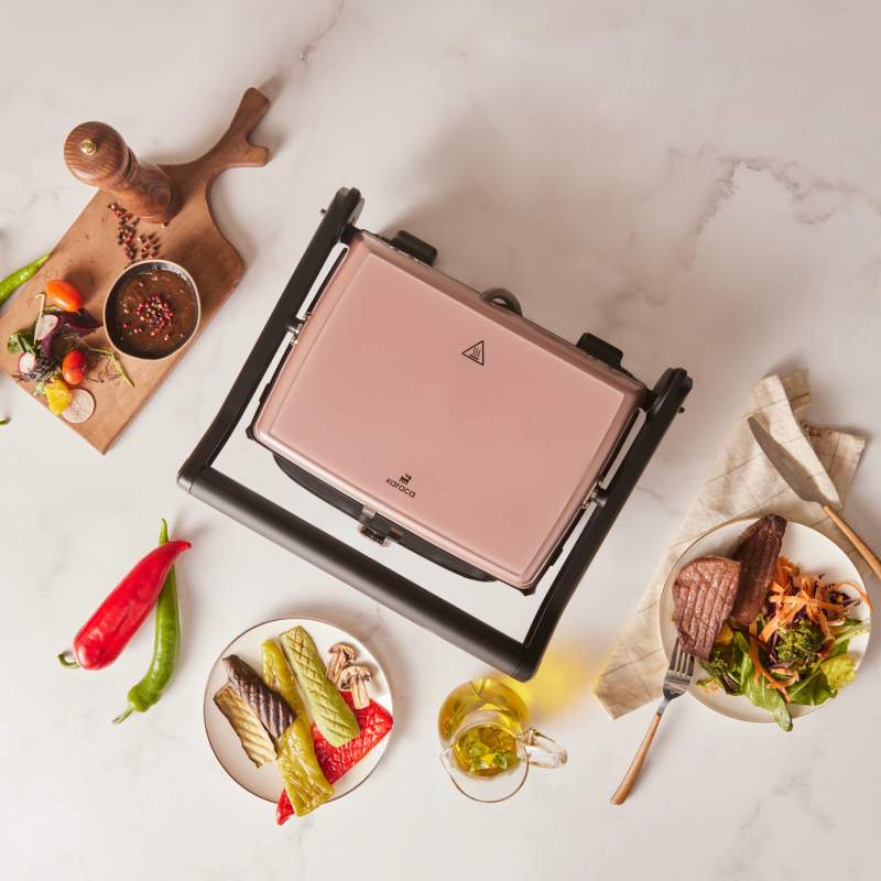 Karaca Gastro Grill Glass Premium 2400W Toaster and Grill Rosegold