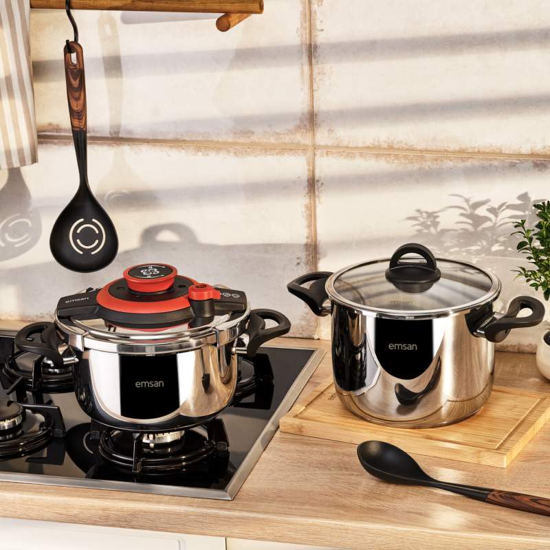 Emsan Vera Pressure Cooker Set 4+6 Liter Red