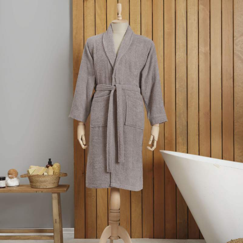 Karaca Home Dielle Gray Recycle Men's Bathrobe L/XL Karaca Home Dielle Gray Recycle Men's Bathrobe L/XL