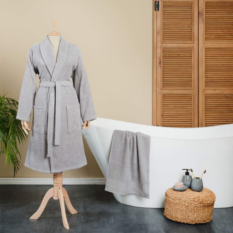 Karaca Home Defy Gray 100% Cotton Bathrobe Set XL/XXL Karaca Home Defy Gray 100% Cotton Bathrobe Set XL/XXL