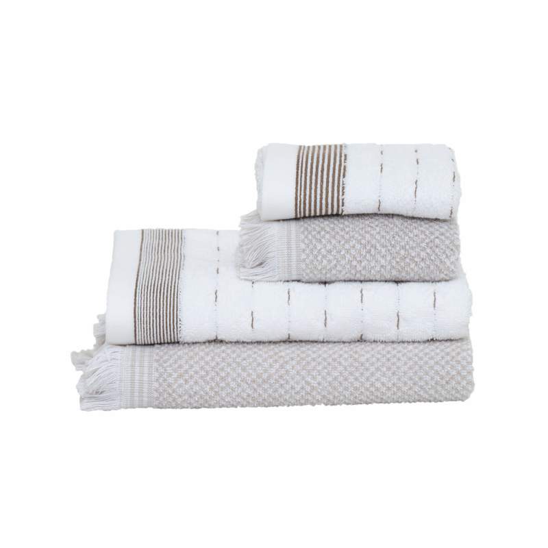 Karaca Home Pastoral Off White Beige 100% Cotton Set of 4 Towels Karaca Home Pastoral Off White Beige 100% Cotton Set of 4 Towels